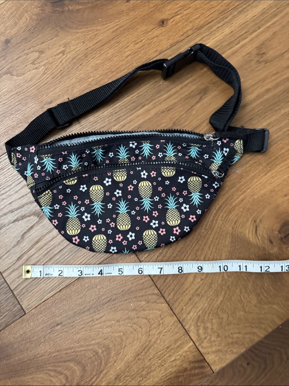 Pineapple Print Black Fanny Pack